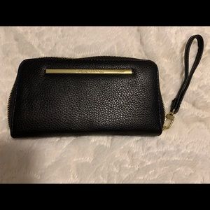 Black wallet with strap